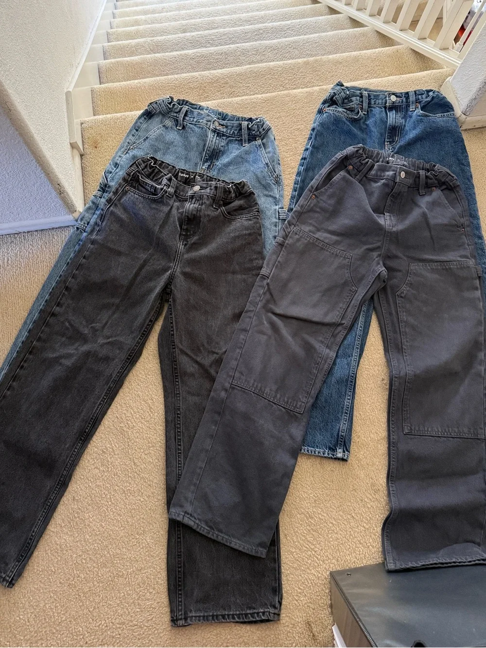 Boys Youth Old Navy Baggy Fit Casual Denim Cargo Pants Jeans